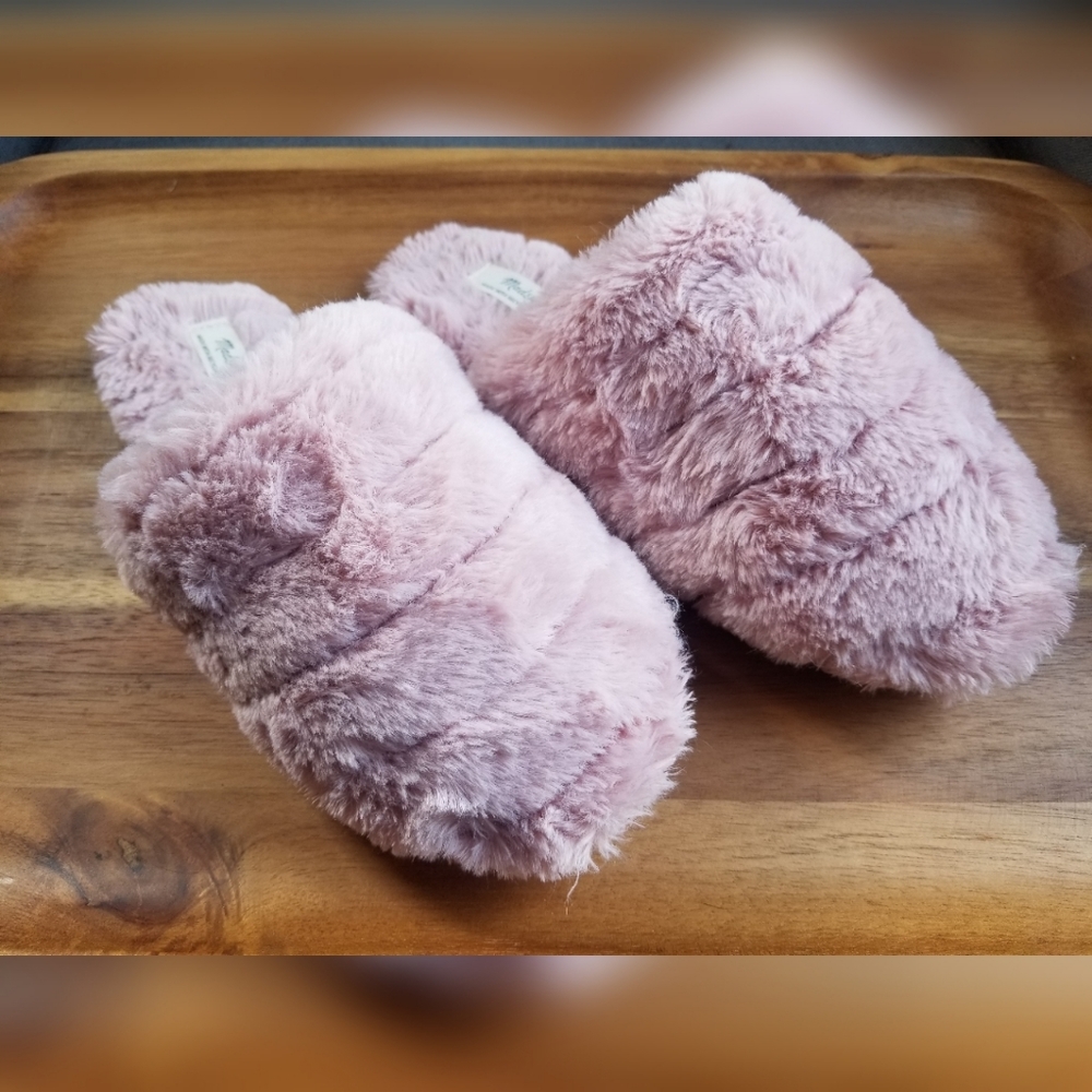 Madewell Pink Quilted Faux Fur Scuff Slippers Size 7